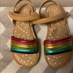 Toddler girl rainbow leather sandals
